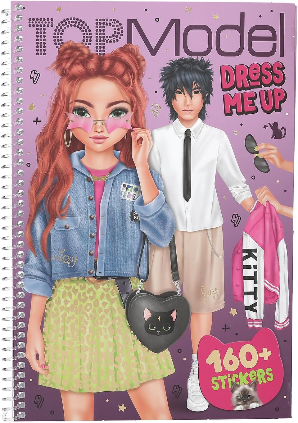 Depesche 13387 TOPModel Rebel Kitty-Dress Me Up Sticker Book with 20 Pages of Pre-Printed Model Motifs to Design Yourself Includes 7 Sticker Sheets, Multi-Coloured