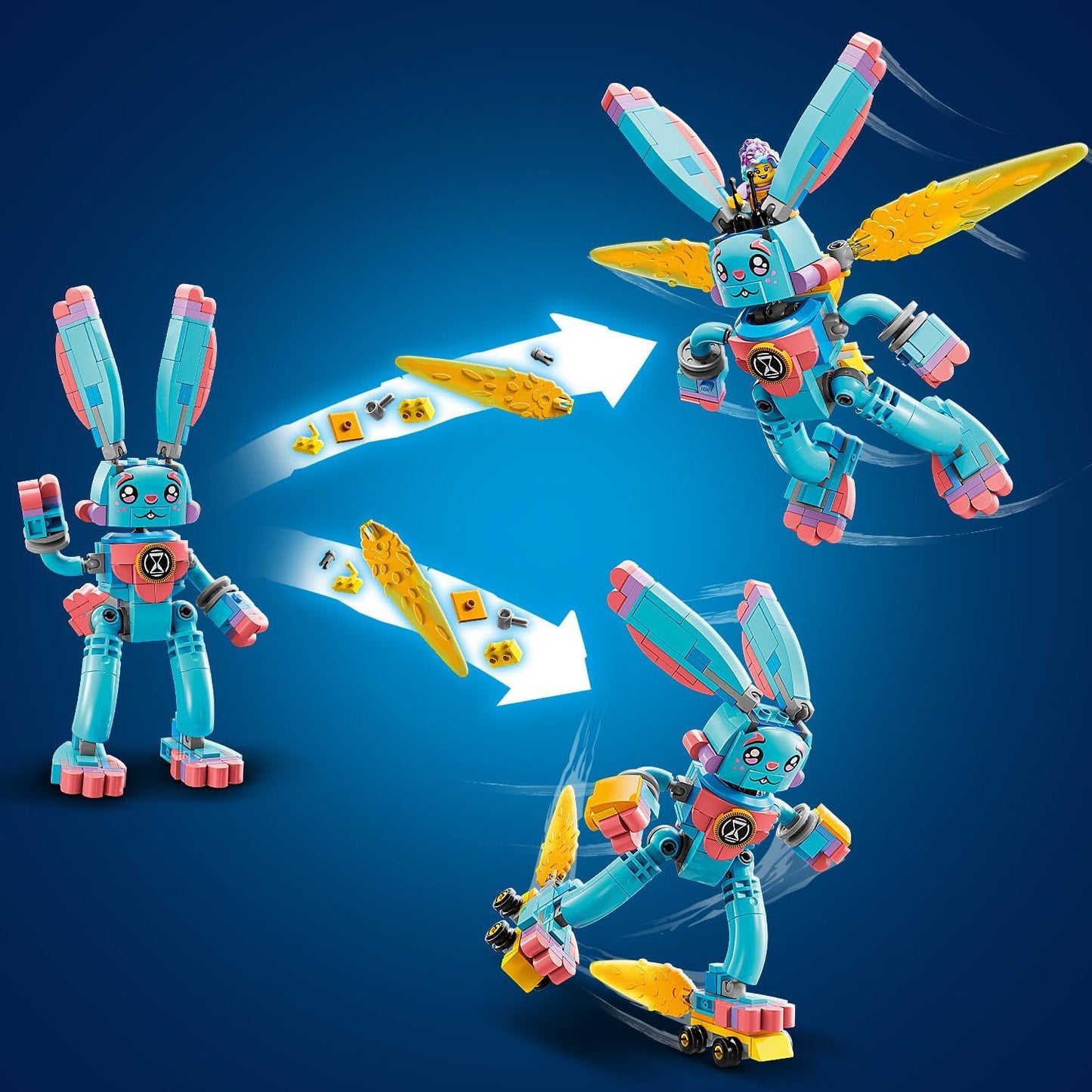 LEGO DREAMZzz 2-in-1 Izzie and Her Rabbit Bunchu Set, Buildable Rabbit Toy with Roller Skates, 2 Types for Imaginative Play, Based on the TV Series, for Girls, Boys from 7 Years 71453