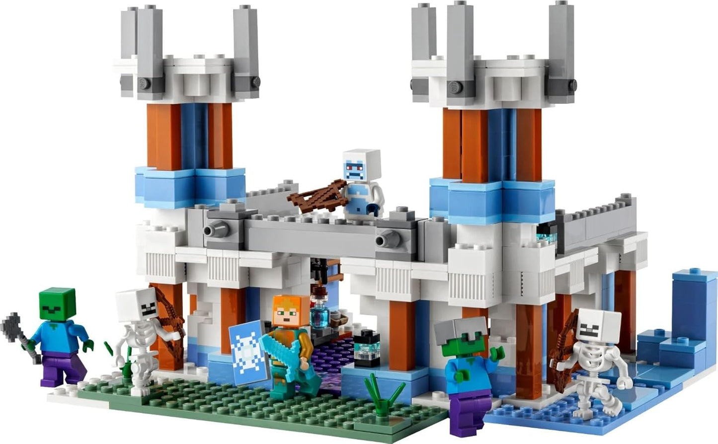 LEGO 21186 Minecraft The Ice Palace Set, Toy Castle with 6 Characters, Includes Royal Warrior with Diamond Sword, Skeleton and Zombie Figures, Gift for Children from 8 Years