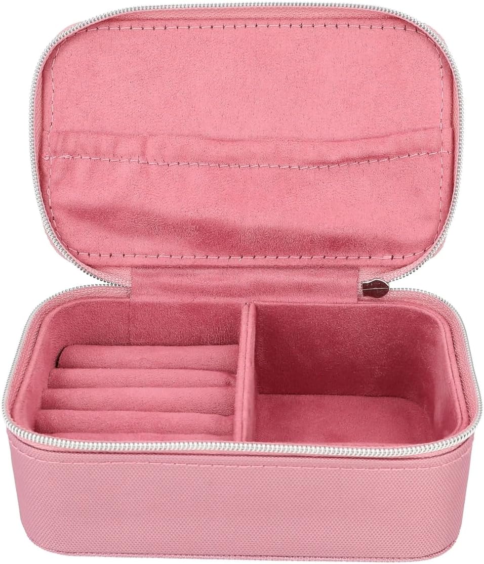 Depesche 12526 TOPModel Glitter Queen Jewellery Box in Pink with Rhinestones, Jewellery Box with Zip