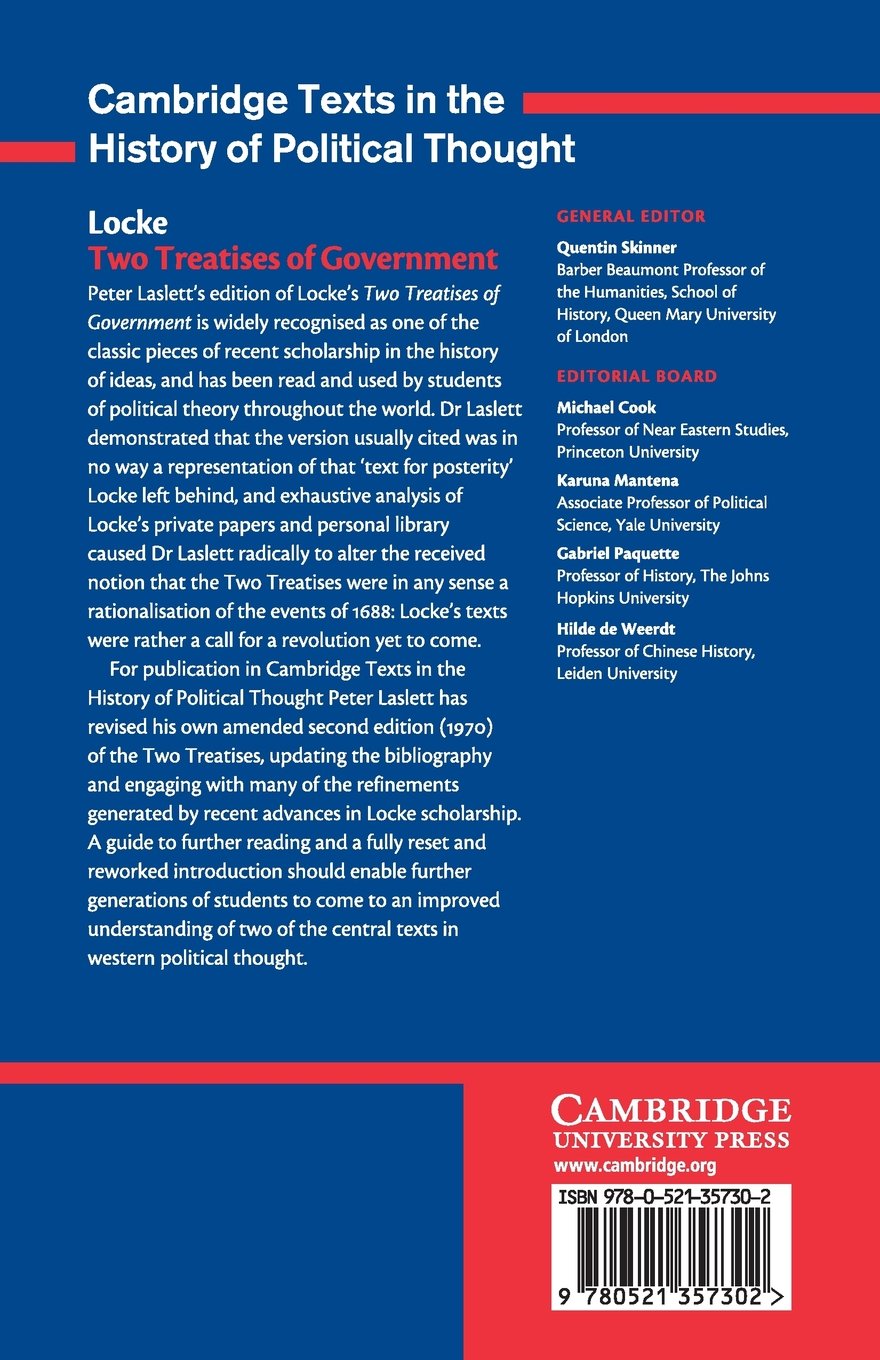 Locke: Two Treatises of Government Student edition (Cambridge Texts in the History of Political Thought)