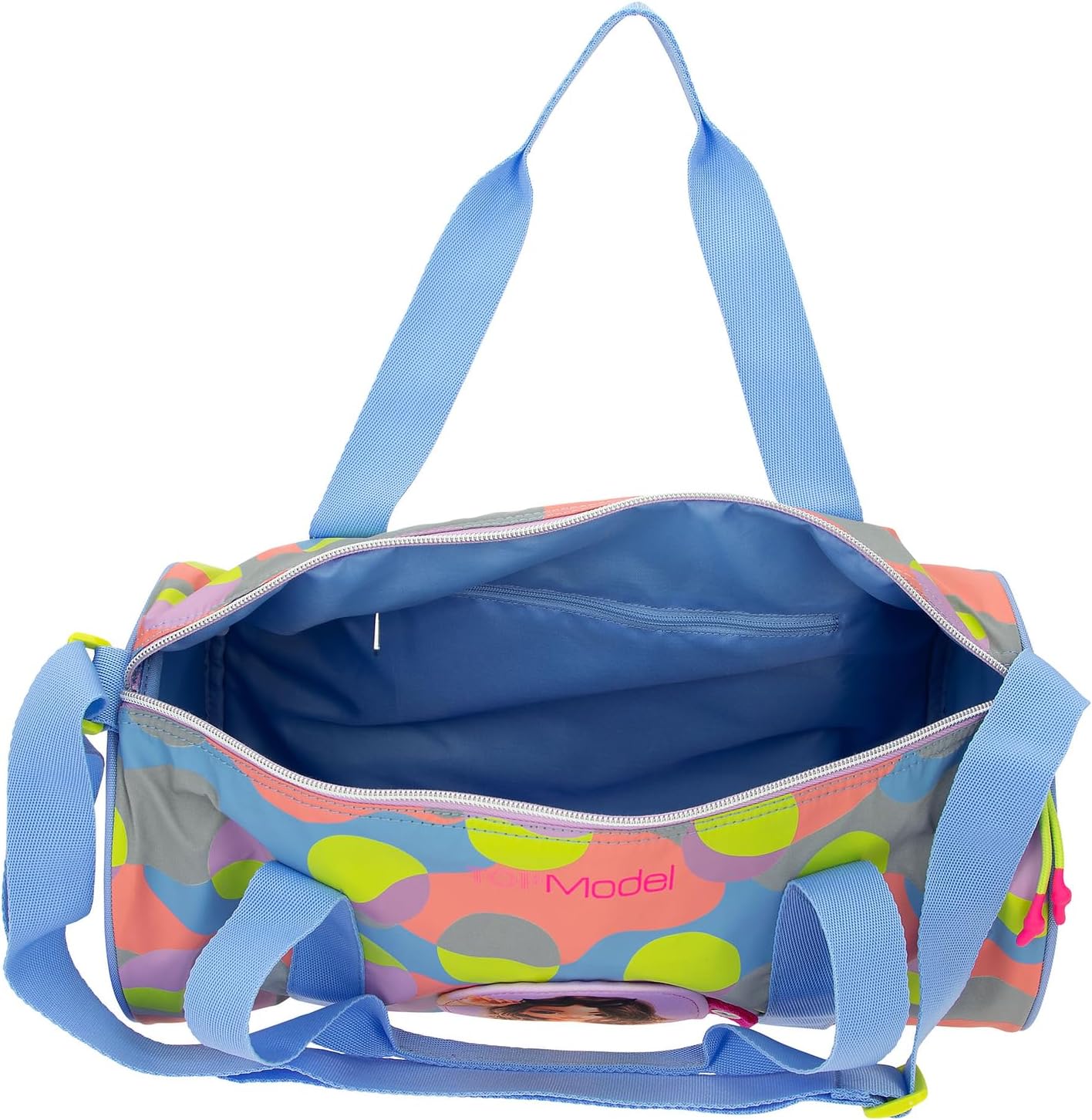 Depesche TOPModel Flash 12772 Sports Bag with Model Motif, Colourful Graphic Pattern Made of Reflector Material, Bag with Adjustable Shoulder Strap