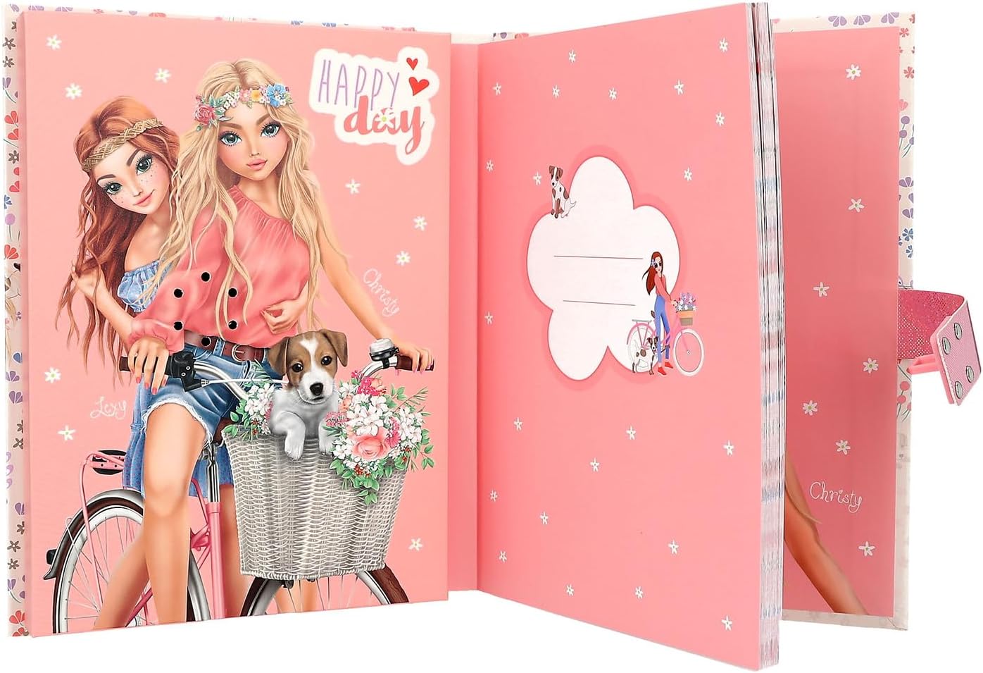 Depesche TOPModel Velo Fleur 12970 Diary with Number Code and Sound, Book with 80 Lined and Colourful Illustrated Pages