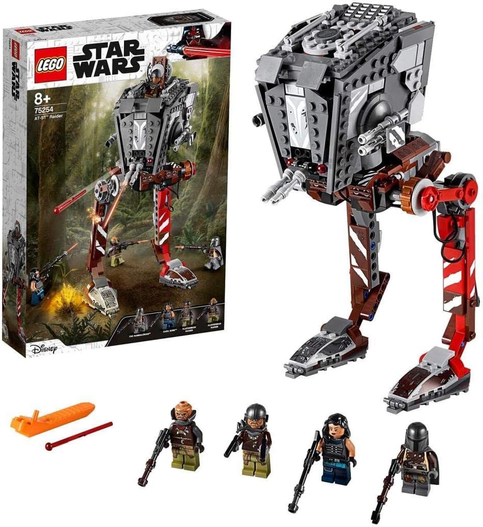 LEGO 75254 Star Wars AT-ST Raider, set with fireable shooters and 4 mini figures, TV series The Mandalorian collection.