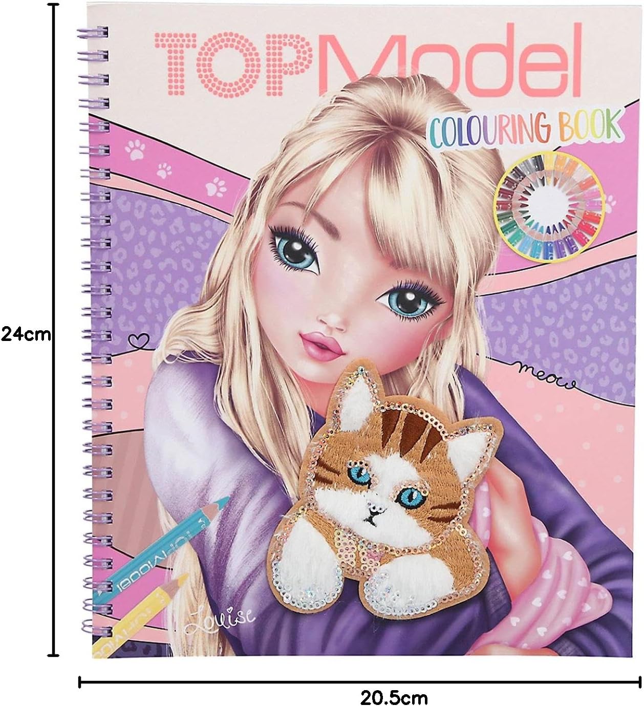 Depesche TOPModel 11450 Colouring Book Cat Colouring Book with 40 Cat Motifs for Colouring, Includes Sticker Sheet, Cover with Cat Appliqué with Fur and Sequins