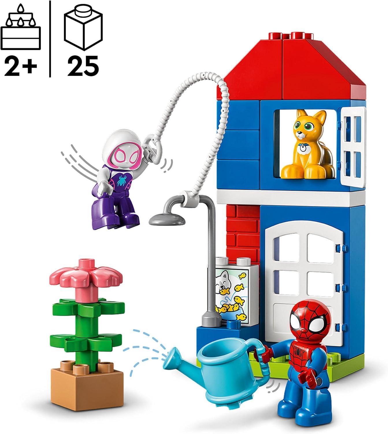 LEGO 10995 Duplo Spider-Mans House, Spidey Set Building Toy with Figure and Stones for Toddlers from 2 Years, Spidey and His Super Friends