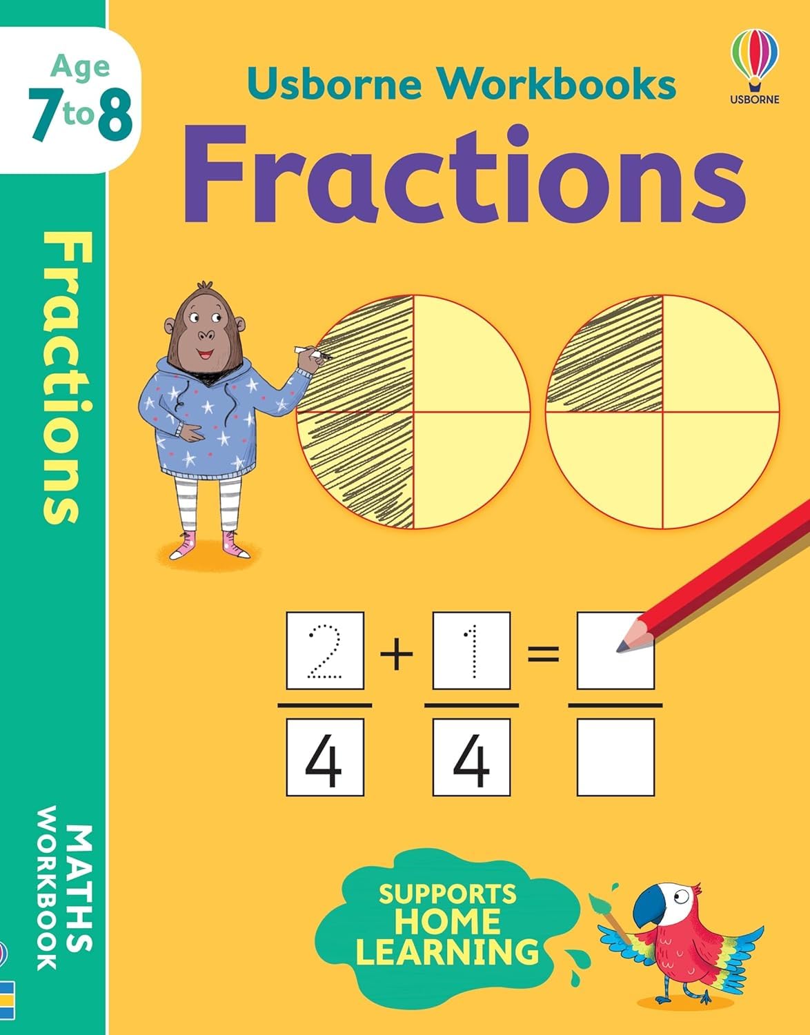 Usborne Workbooks Home Learning Age 6-8 Collection 5 Books Set (Multiplying, Fractions, Times Tables, Adding and Subtracting, Spelling)