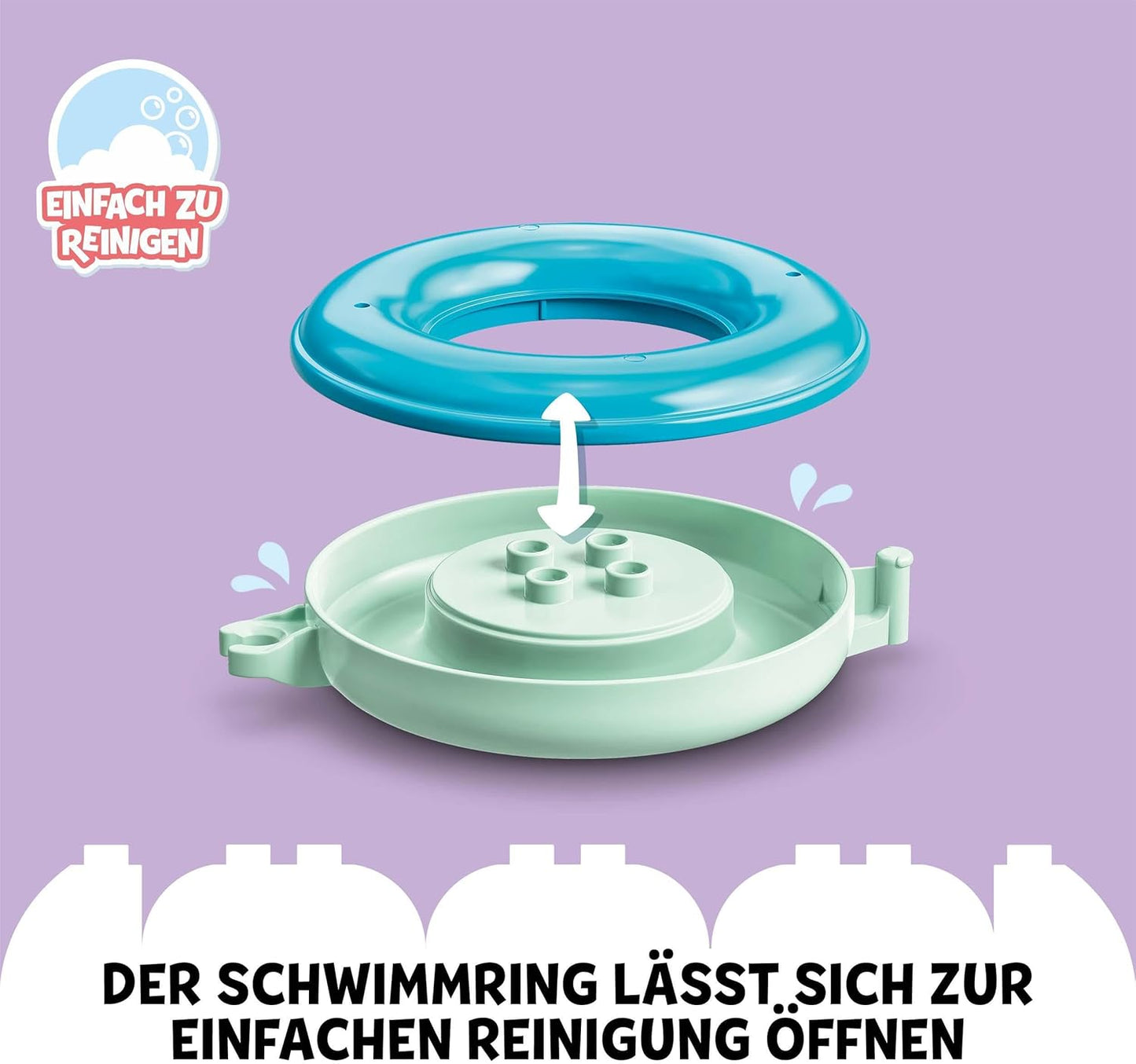 LEGO DUPLO Badewannenspaß: Schwimmender Tierzug, Badewannenspielzeug für Babys und Kleinkinder von 1,5 - 3 Jahre mit Badeente, Nilpferd und Eisbären für Mädchen und Jungen 10965