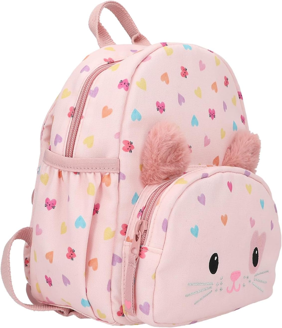 Depesche 12804 Princess Mimi Kitty Love Backpack in Pink with Cat Face and Ears, School Bag with Adjustable Straps and Pendant