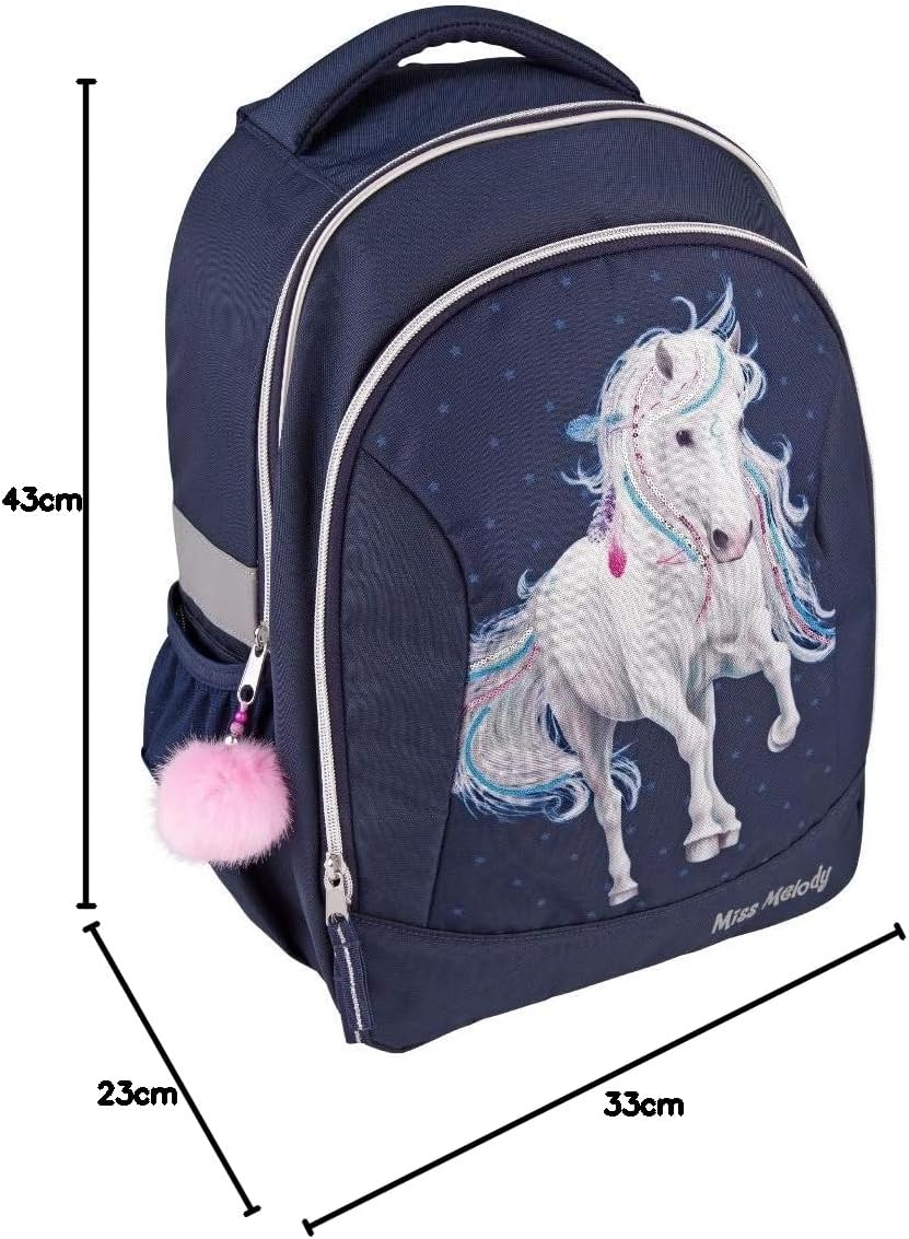 Depesche Miss Melody 10590 School Backpack Approx. 23 x 33 x 43 cm Blue, Blue (Blue), Rucksack