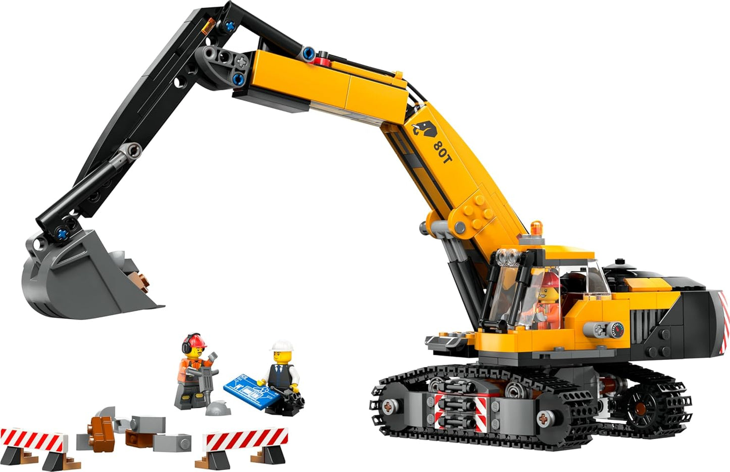 LEGO City Caterpillar Excavator, Toy Excavator for Children from 8 Years, Construction Toy with Excavator Model, Buildable Truck with Accessories and 3 Mini Figures, 60420