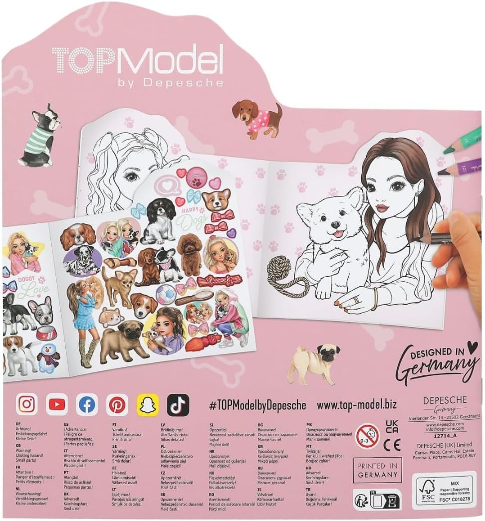 Depesche 12714_A Top Model Colouring and Sticker Book Kitty and Doggy Purple 1250072