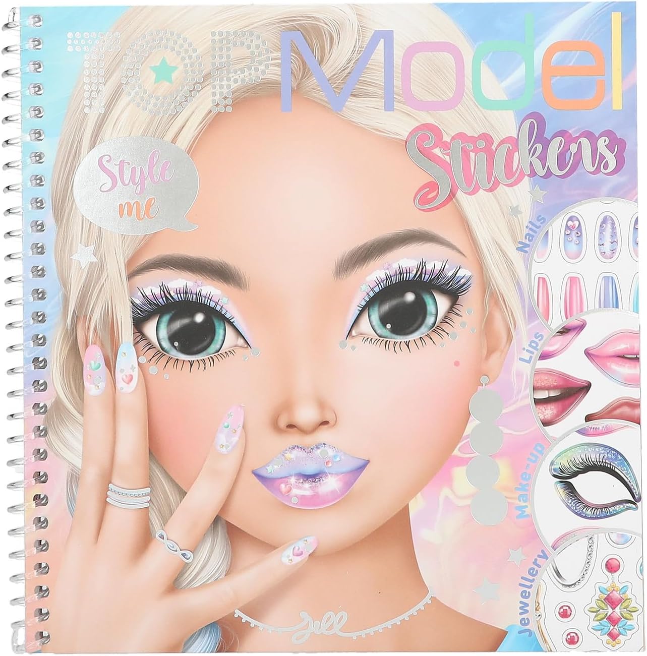 Depesche 13437 TOPModel-Face Dress Me Up Sticker Book with 24 Pages of Pre-Printed Model Portraits for DIY Includes 7 Sticker Sheets, Multi-Coloured