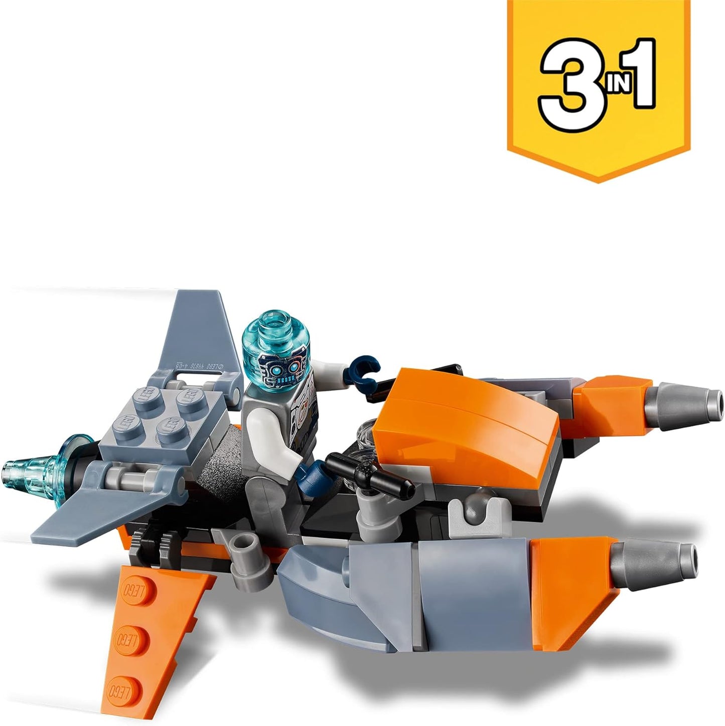 LEGO Creator 31111 3-in-1 Cyber Drone Construction Kit with Cyber Mech and Scooter, Space Toy for Children 6 Years and Up