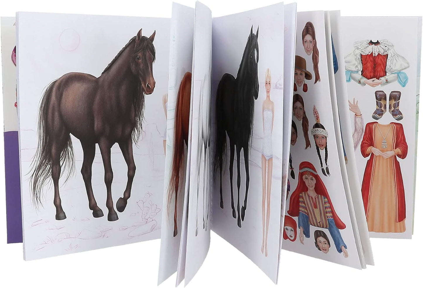 Depesche 12431 Miss Melody Dress Me Up Around The World Sticker Book with 24 Pages for Creating Horse Motifs, Includes 11 Sticker Sheets