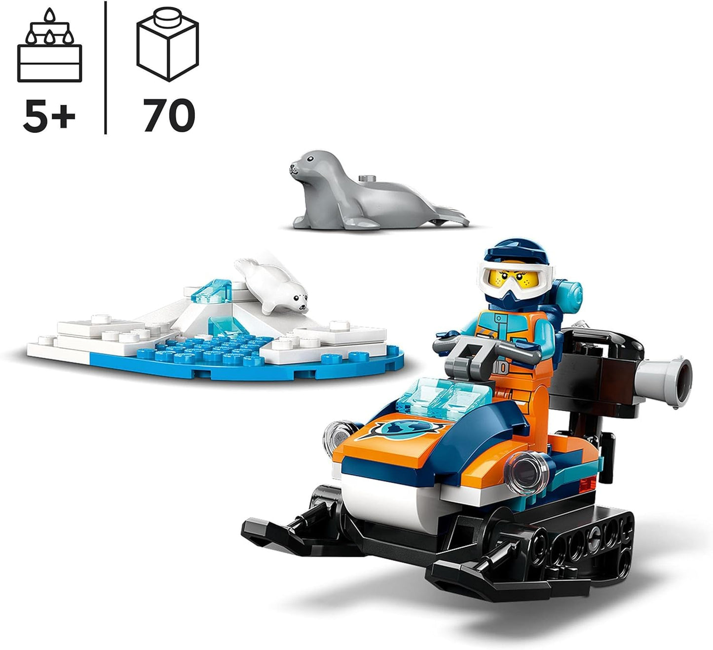 LEGO 60376 City Arctic Snowmobile, Construction Toy Set with 3 Animal Figures and an Explorer Minifigure, Toy for Children from 5 Years and Up