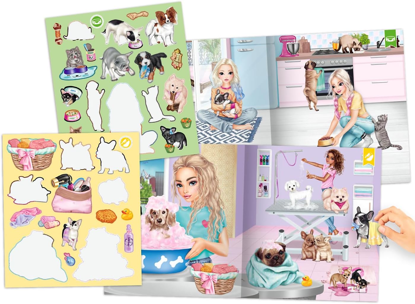 Depesche TOPModel Kitty and Doggy 12706 Sticker Book with 20 Background Pages to Design Yourself Includes 3 Double-Sided Stickers