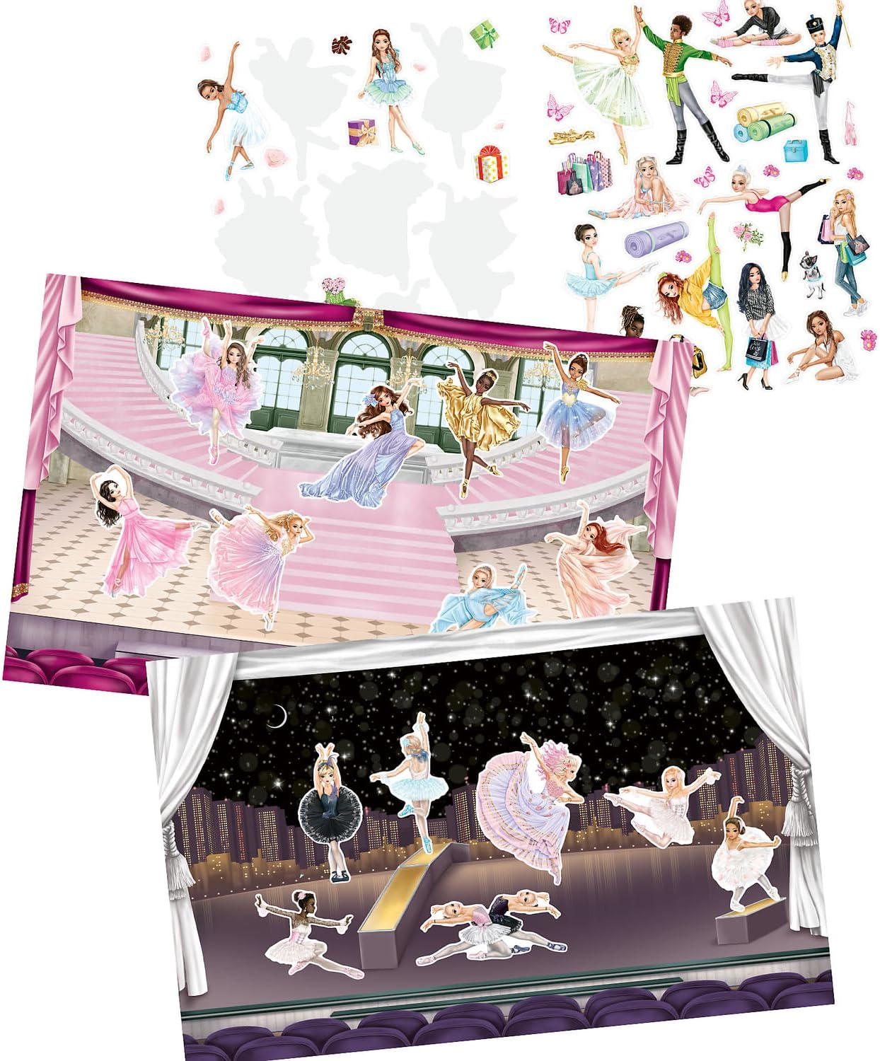 Depesche 13049 TOPModel Stickerworld Ballet Sticker Book with 20 Illustrated Background Pages to Design Yourself, Includes 3 Double-Sided Stickers