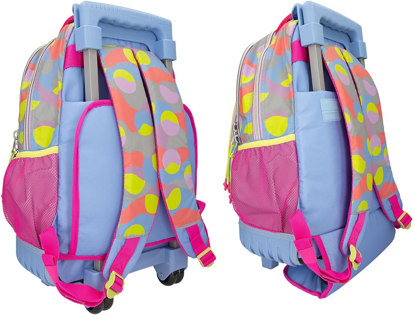 Depesche TOPModel Flash 12770 School Backpack Trolley with Model Motif and Colourful Graphic Pattern Made of Reflector Material, School Bag with Telescopic Handle and Wheels