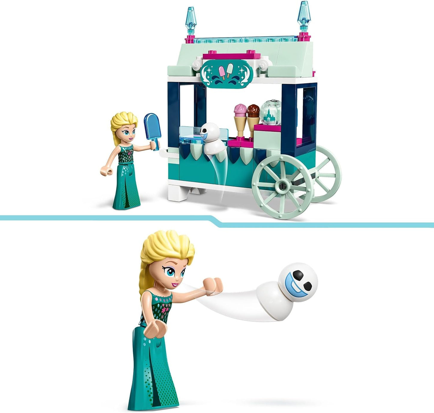 LEGO Disney Frozen Elsa's Ice Cream Stand, Ice Cream Toy for Children with Princess Elsa Doll and Mini Snowman, Set for the Film Frozen, Spontaneous Gift for Girls and Boys from 5 Years 43234