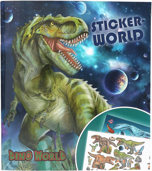 Depesche 13208 World Galaxy Sticker Book with 20 Pages to Design Cool Dino Motifs Includes 3 Double-Sided Stickers Multi-Coloured