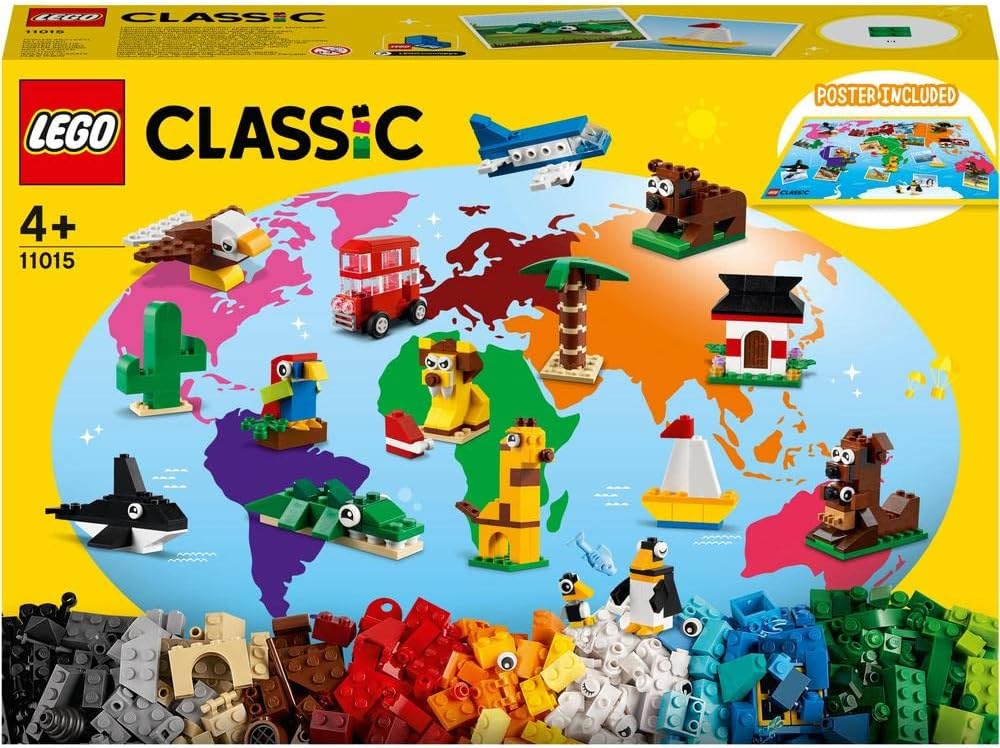 LEGO 11015 Classic Once Around the World Bricks, Toy for Toddlers from 4 Years with Building Blocks and Buildable Animals