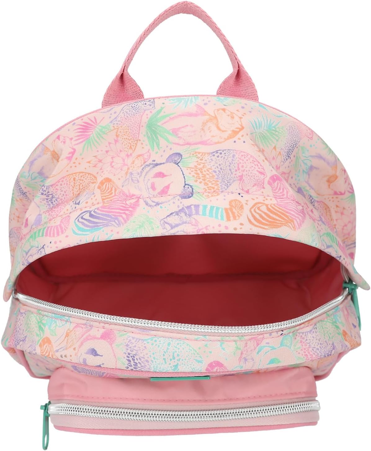 Depesche 12788 TOPModel Wild Backpack in Pink with Model Motif and Colourful Animal Pattern, Bag with Adjustable Straps