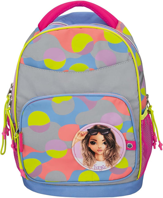 Depesche TOPModel Flash 12738 School Backpack with Model Motif, Colourful Graphic Pattern Made of Reflective Material, School Bag with Adjustable Straps