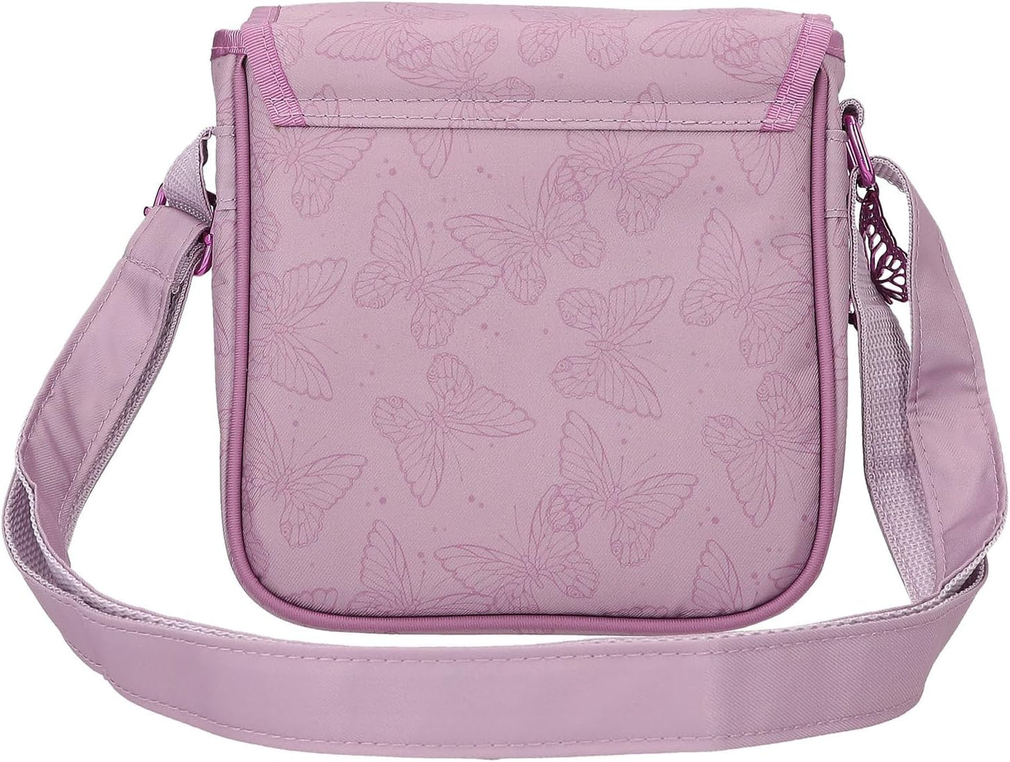 Depesche TOPModel Fairy Love 12778 Small Shoulder Bag in Mauve with Model Motif and Butterflies, Bag with Adjustable Shoulder Strap and Front Flap