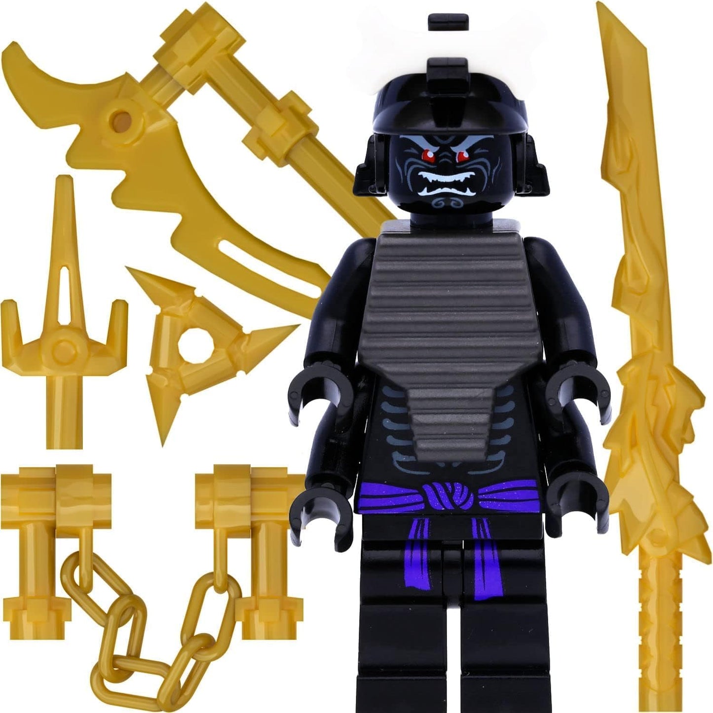 LEGO Ninjago Mini Figure Lord Garmadon (with 4 Arms, Legacy) and 7 Gold Weapons