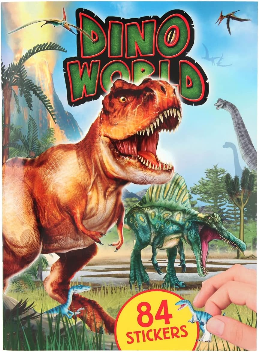 Depesche 11881 Dino World Sticker Book with 20 Pages Full of Dinosaurs, Exciting Prehistoric Scenes and 84 Padded Foam Stickers