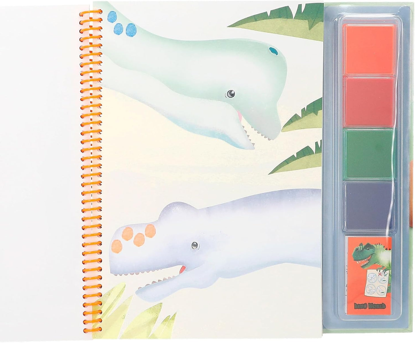 Depesche 12106 Dino World Fingerprint Fun Colouring Book with 4 Ink Pads for Colouring with Your Fingers