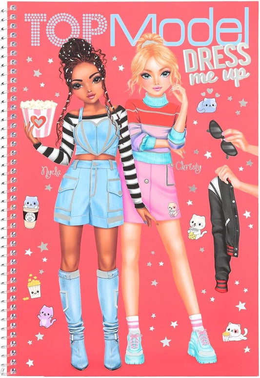 Depesche 12433 TOPModel Cutie Star Dress Me Up Sticker Book with 24 Pages to Create Chic Outfits, Colouring Book with 7 Sticker Sheets, Black