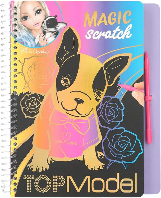 Depesche TOPModel 12410 Magic Scratch Book with 20 Pages Scratch Motifs, Book with Colourful Gradient and Scratch Pen