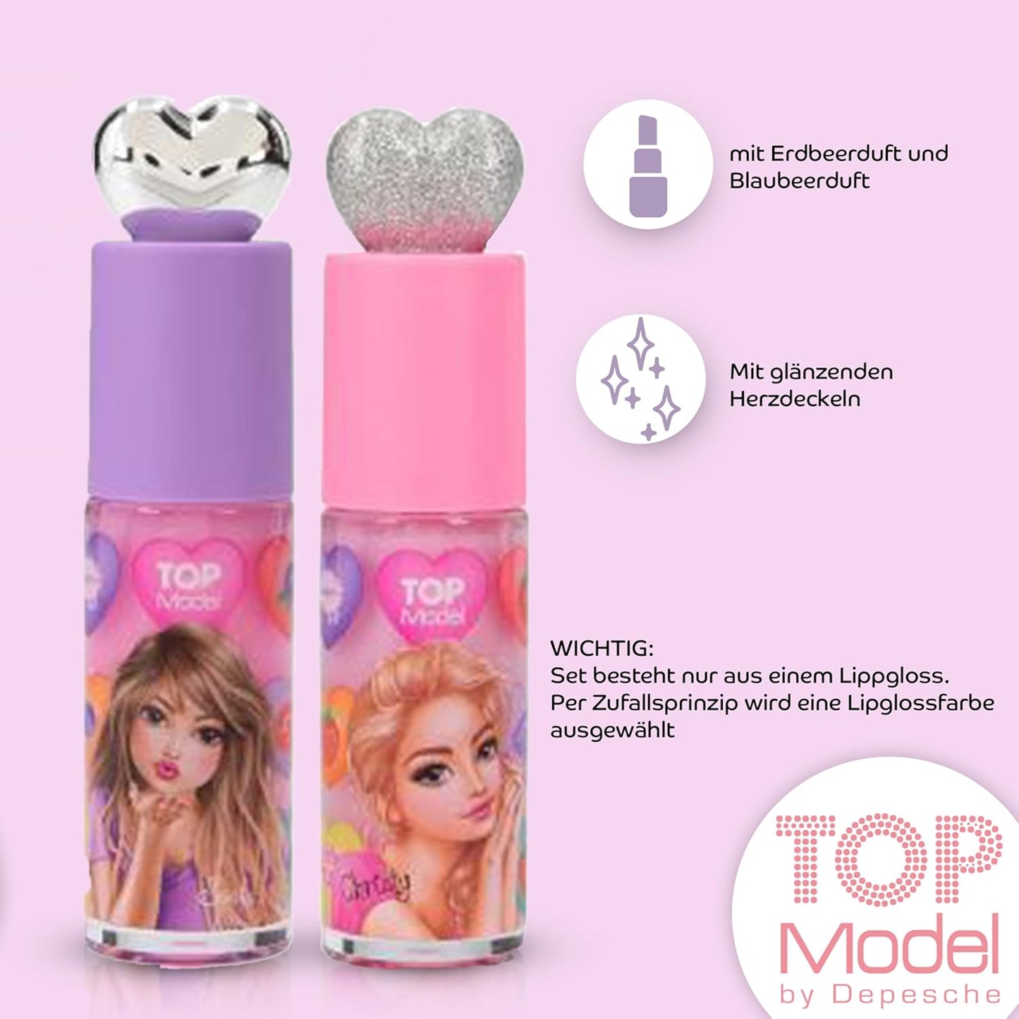 TOPModel Lip Gloss Glow Beauty and ME1 Piece + TOPModel Beauty and Me Eyeshadow Palette, Child-friendly Make-Up for Girls