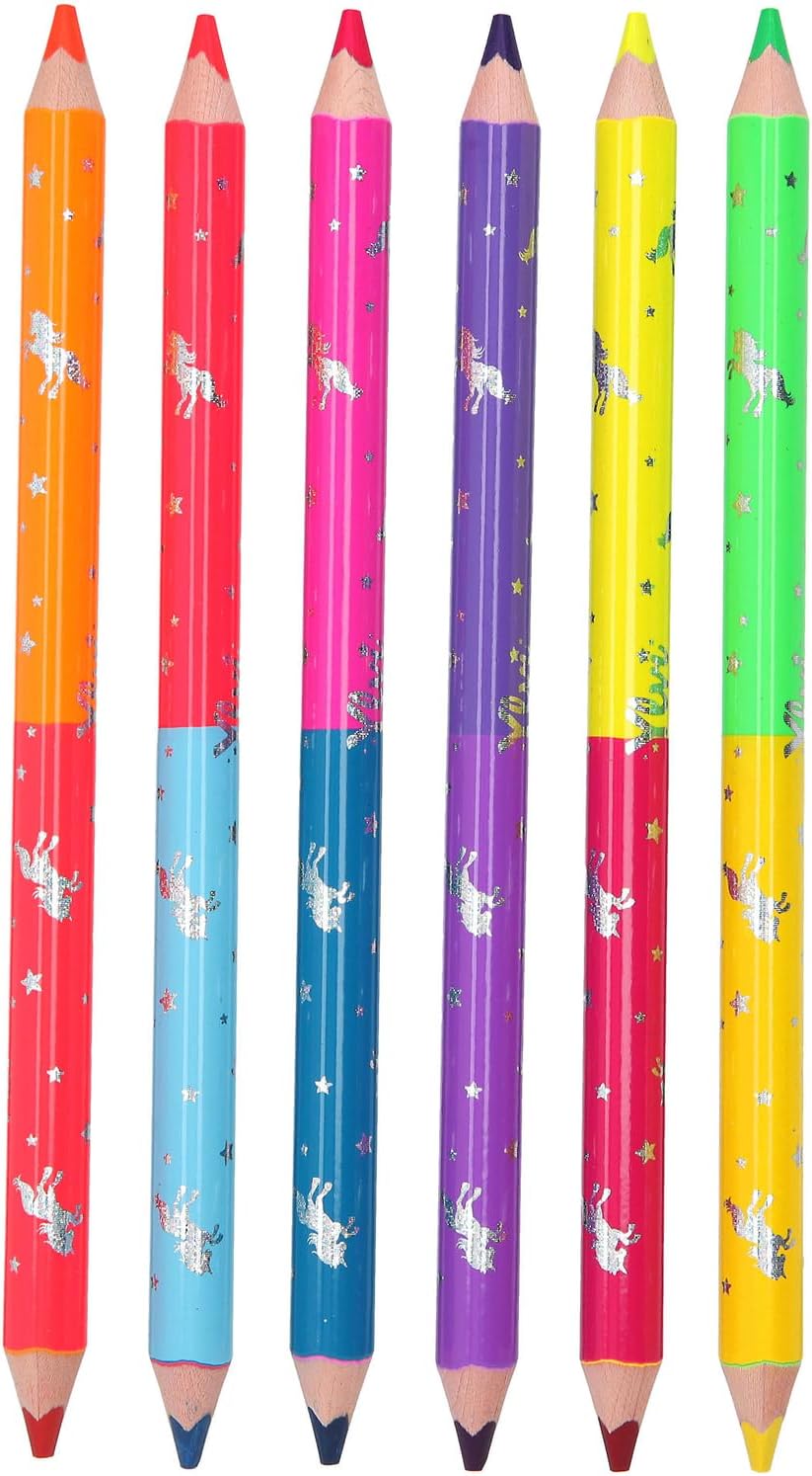 Depesche 6243 Duo Colouring Pencils in Ylvi & the Minimoomis Design, 6 Pencils of 2 Colours