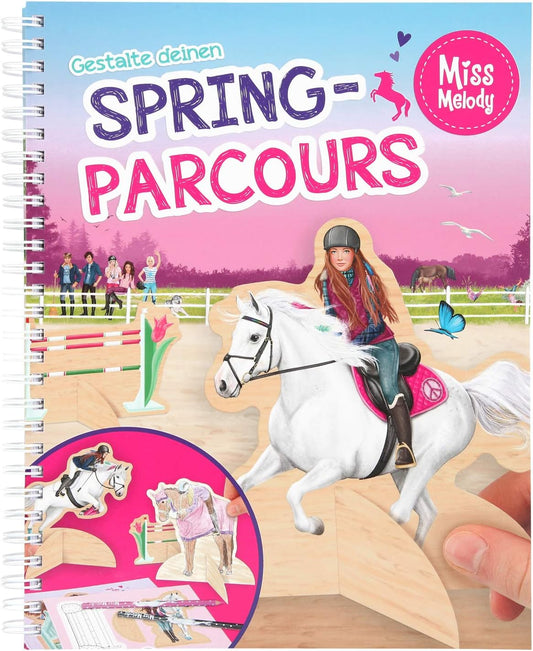 Depesche 10901 Miss Melody Colouring Book with Craft Pages, Design Your Jumping Course, Approx. 24.5 x 20 x 1.5 cm