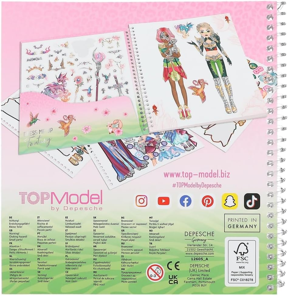 Depesche 12605 TOPModel Dress Me Up Fantasy αυτοκόλλητο βιβλίο με 24 σελίδες για το σχεδιασμό μοτίβων αλόγων Περιλαμβάνει 11 φύλλα αυτοκόλλητων