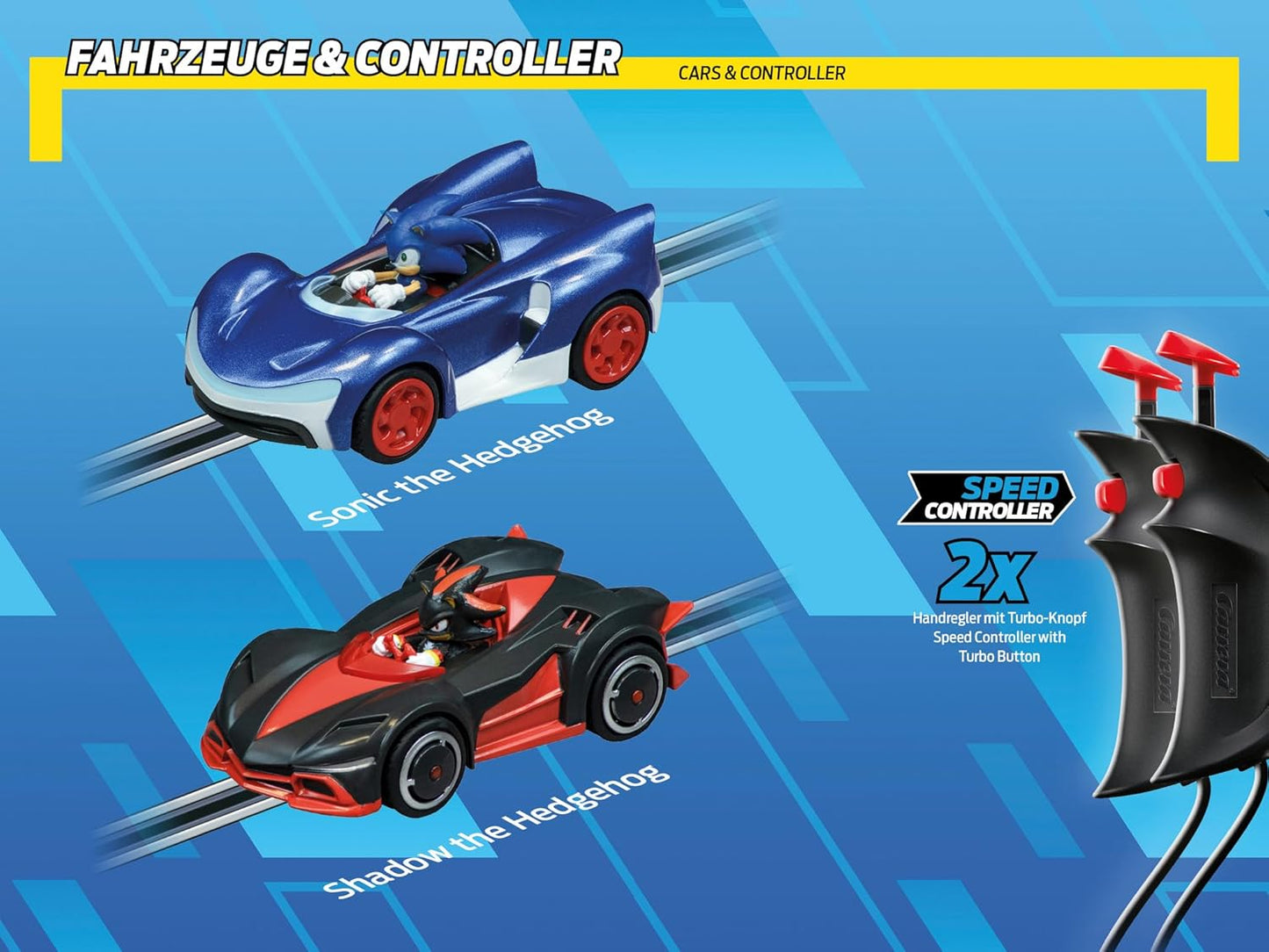 Carrera - 20062566 - GO I Sonic the Hedgehog 4.9 I Official SEGA Sonic the Hedgehog Car Racing Set I Fun Races with Sonic & Shadow through High-Speed Straight Tight Curves & Fast Looping