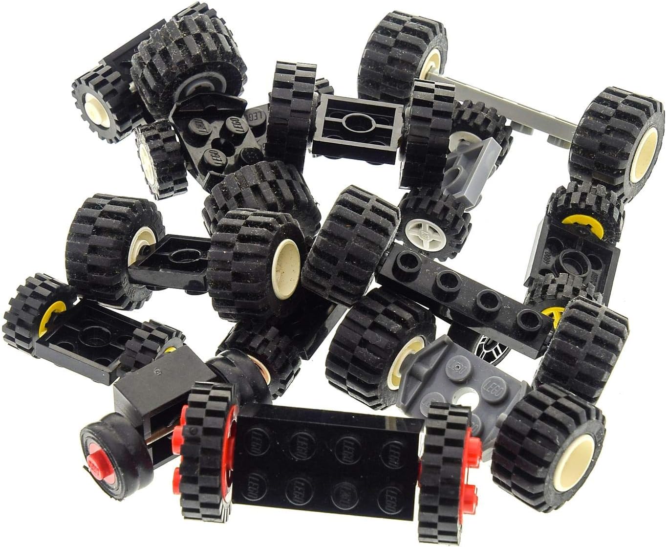 Lego City Classic Basic Axles with Wheels - Pack of 15 - Random Mixed - Wheel Wheels Set - Ideal for Construction Projects and Vehicle Constructions