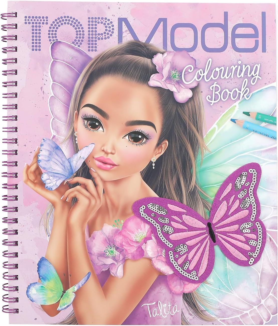 Depesche TOPModel Fairy Love 12976 Colouring Book with Sequin Design, 40 Model and Fairy Motifs for Creative Design, Includes a Sticker Sheet