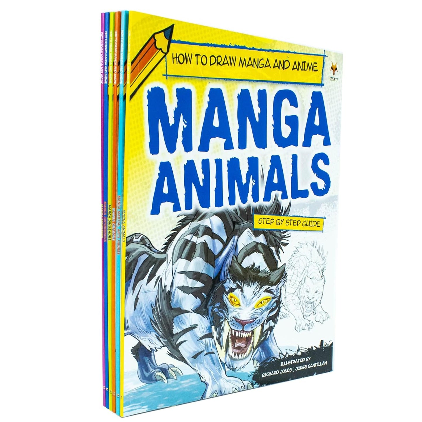 Step By Step Guide How To Draw Manga and Anime For Beginners 6 Books Set Collection: (Animals, Dinosaurs, Dragons, Matiral Arts Figures, Monsters, Superheroes)