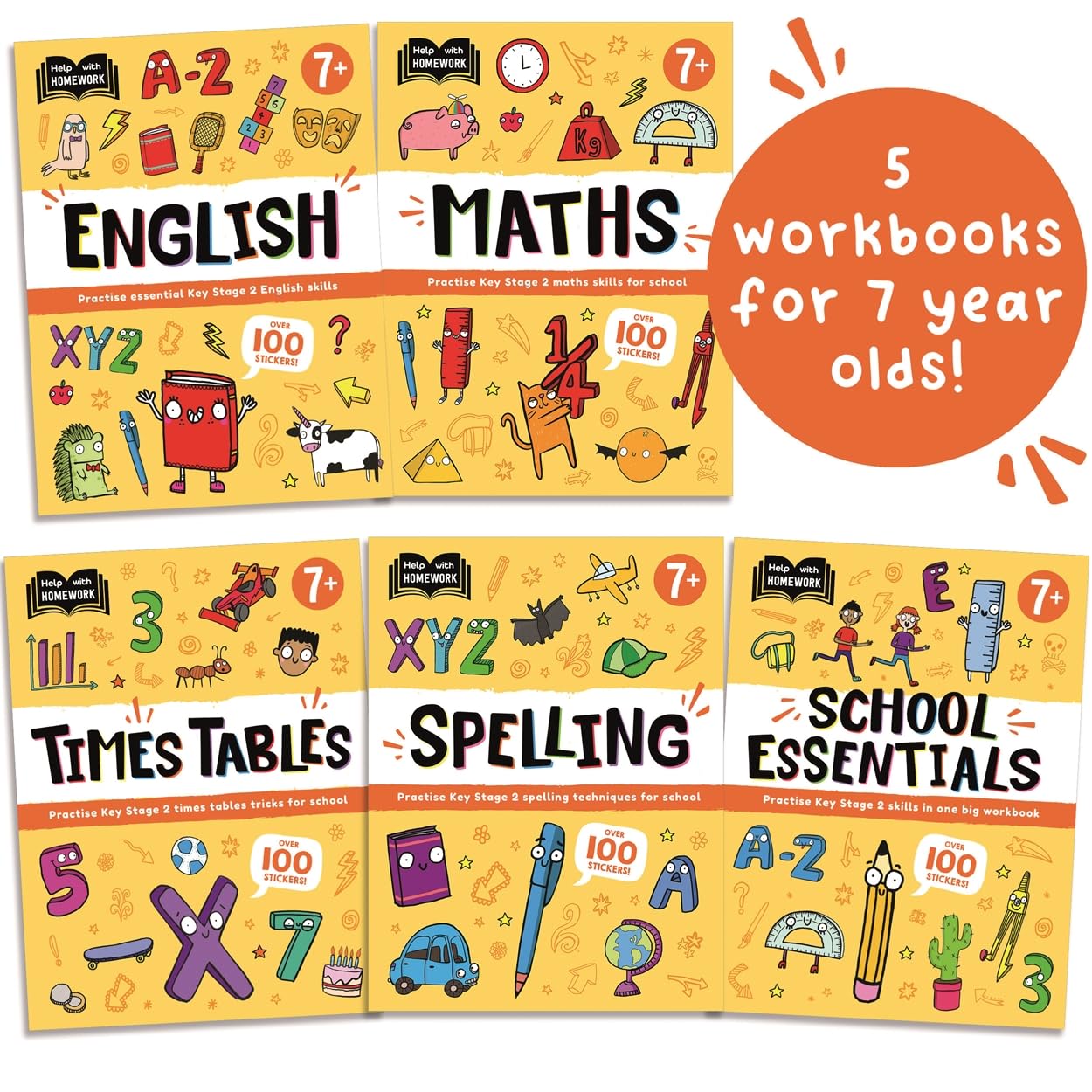 Help With Homework Age 7+ (5 workbooks to practise essential Key Stage 2 skills)