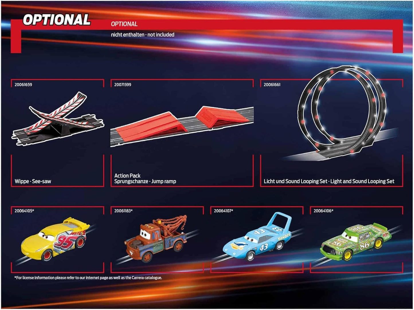 Carrera - 20062559 - Disney Cars Glow Racers I Classic Race Track with Disney Colours I 24 Metre Track Ergonomically Shaped Hand Controls I Perfect I With Spinning Top for Extra Fun