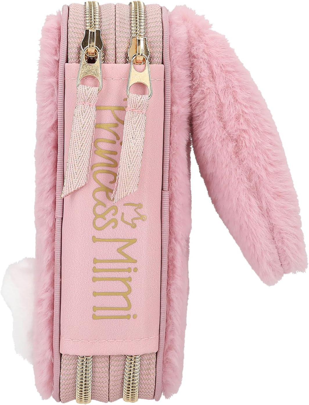 Depesche 12864 Princess Mimi Bunny Ballet - Filled 2-Compartment Pencil Case with Pink Plush Fur and Long Ears, Pencil Case with Colouring Pencils, Eraser, Sharpener and much more