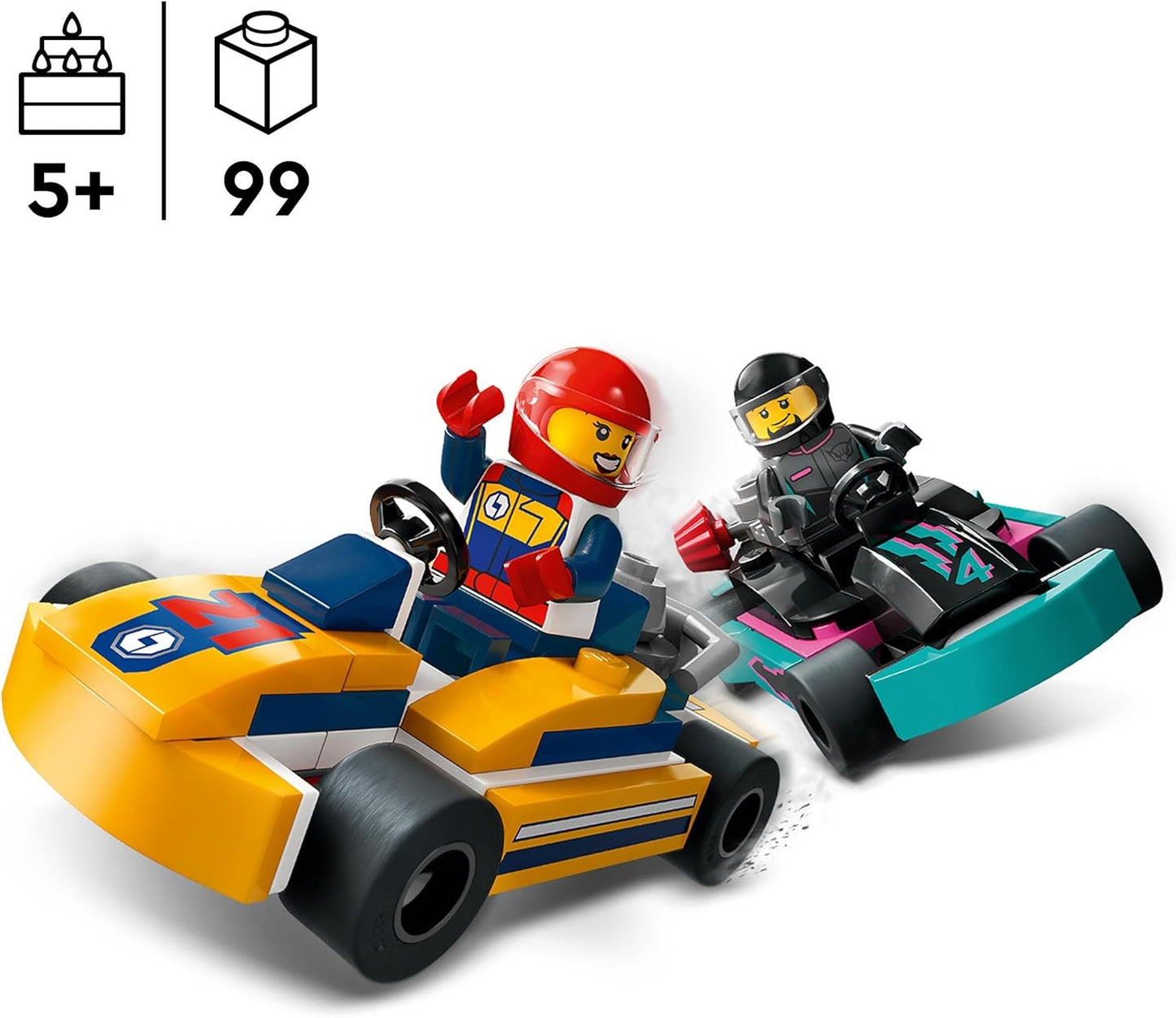 LEGO City Go-Karts with Racers, Set of 2 Racing Car Mini Figures and Racing Cars, Car Toy from 5 Years for Boys and Girls, Funny Gift for Kids 60400