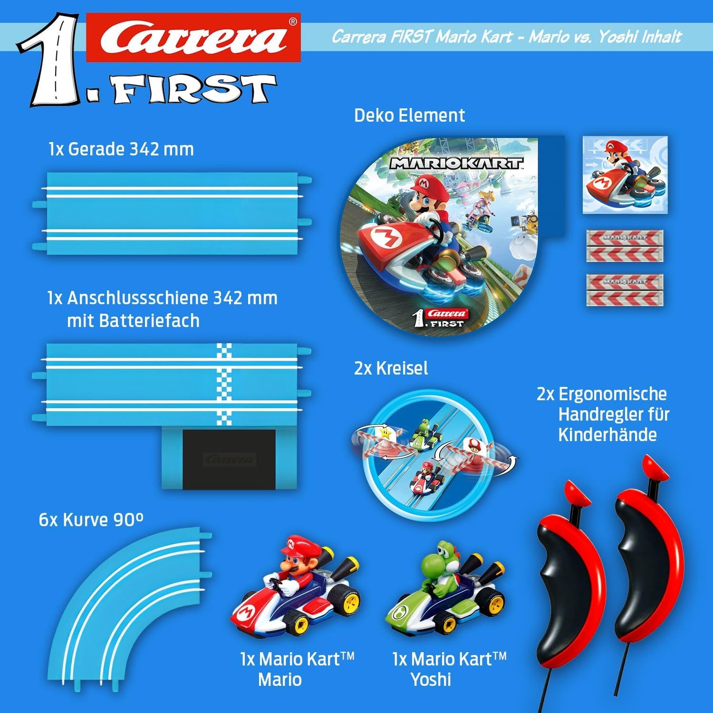 Carrera First Nintendo Mario KartTM 20063026 Racing Track Set, 2.4 Metres, from 3 Years, Single, multicoloured