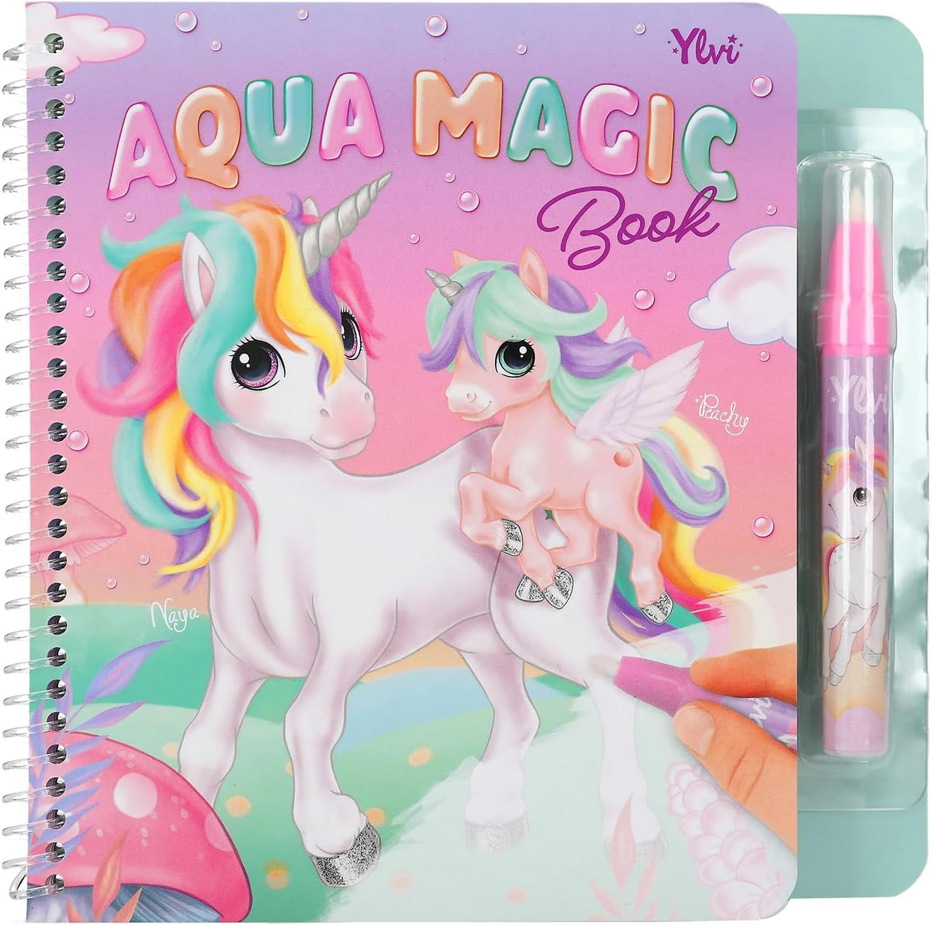 Depesche 12802 Ylvi Aqua Magic Colouring Book with Hidden Princess Motifs, Creative Book with 5 Repaintable Pages and a Water Pen