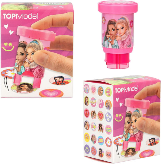 Depesche TOPModel 13348 Stamper Set for Stamping Model Stickers, Includes Stamp and 160 Stickers, Multi-Coloured