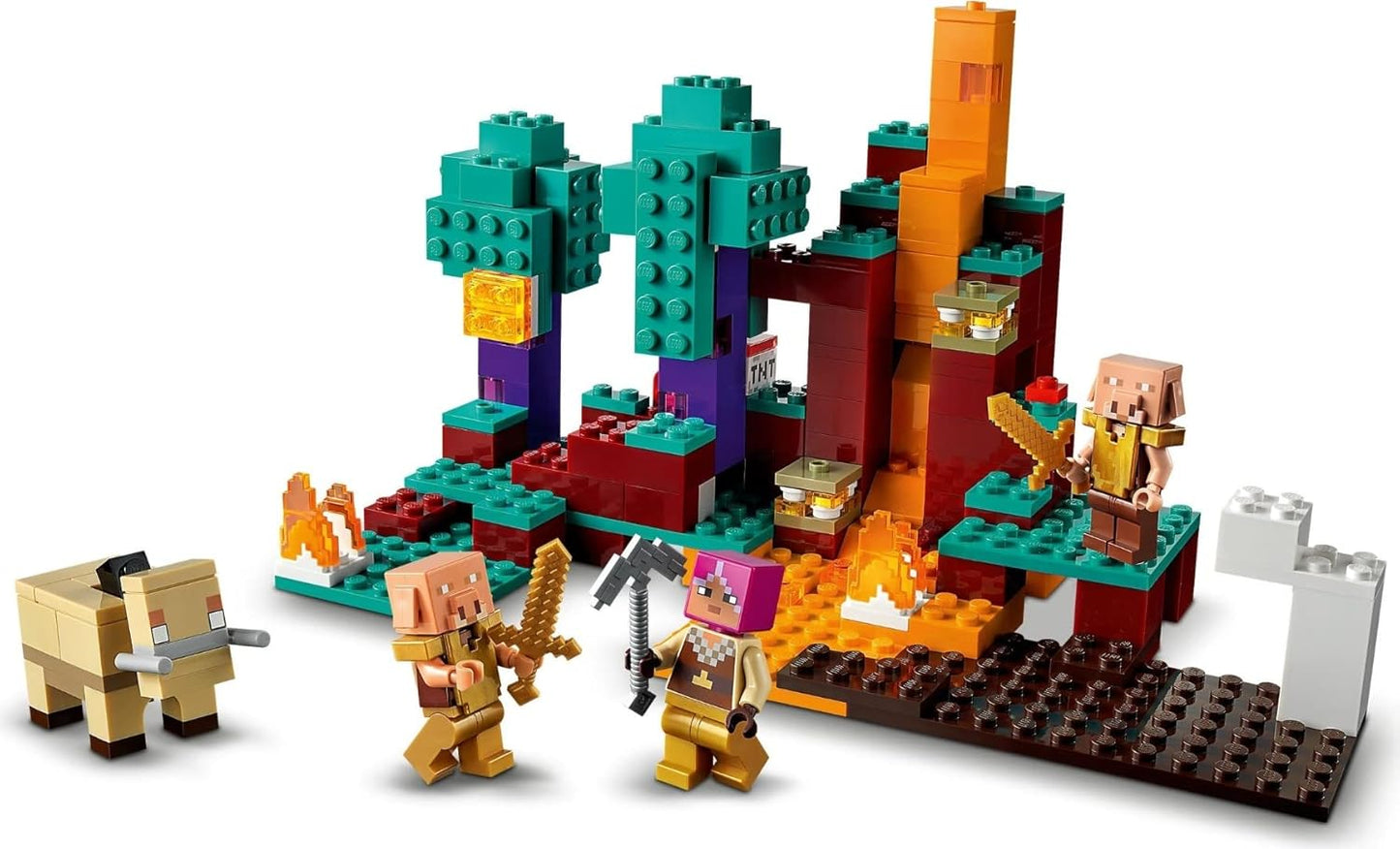 LEGO Mincecraft The Warped Forrest Nether Playset with Huntress, Hoglin and 2 Piglins, Toy from 8 Years, , 21168